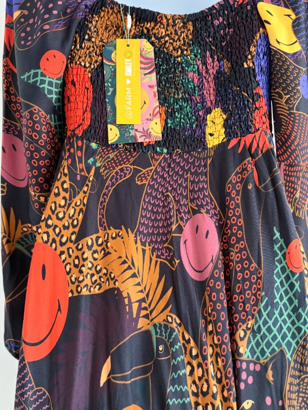 Farm Rio Smiley Tropical Midi Dress M - Picture 4 of 8